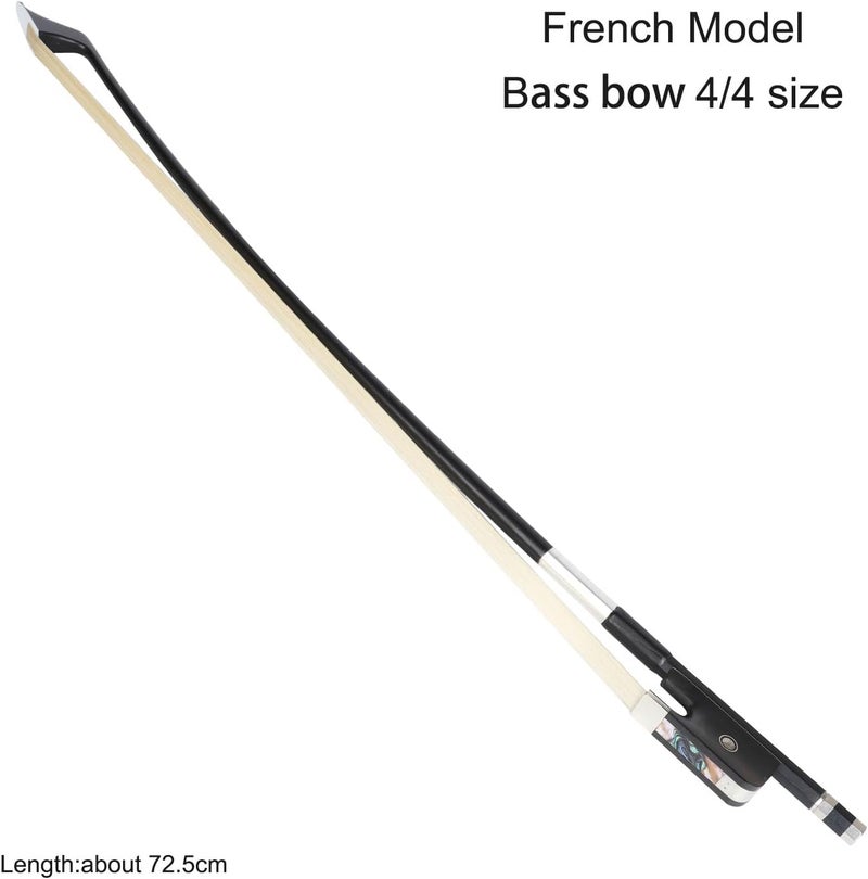 LIEKE Carbon Fiber Upright Bass Bow 4/4 Size French Model Double Bass Bow - Image 2